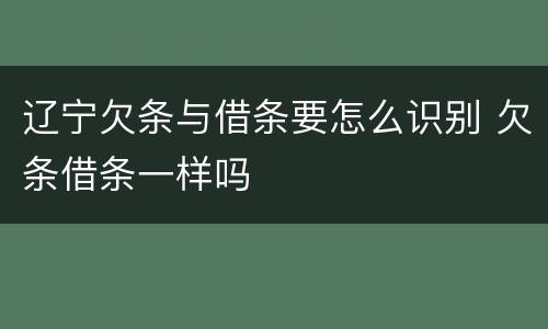 辽宁欠条与借条要怎么识别 欠条借条一样吗