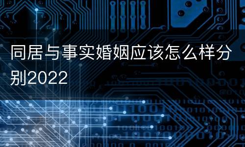 同居与事实婚姻应该怎么样分别2022