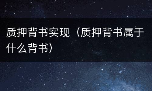 质押背书实现（质押背书属于什么背书）