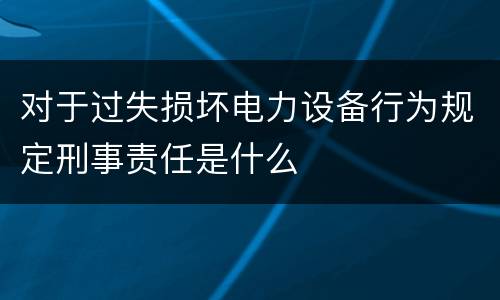 对于过失损坏电力设备行为规定刑事责任是什么