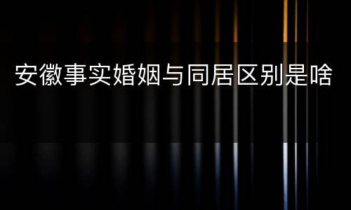 安徽事实婚姻与同居区别是啥