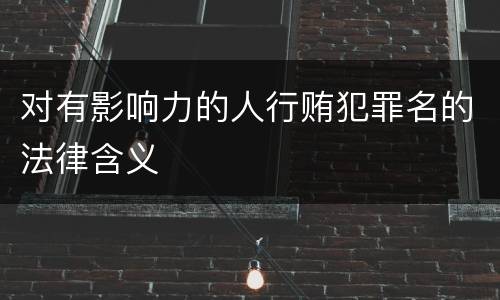对有影响力的人行贿犯罪名的法律含义