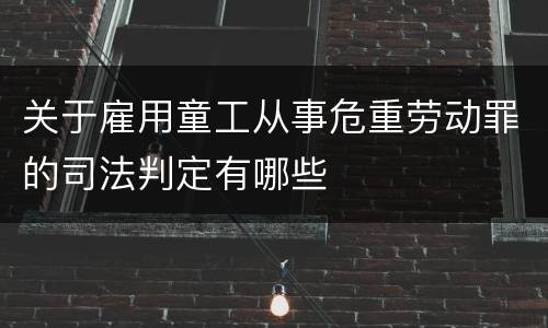 关于雇用童工从事危重劳动罪的司法判定有哪些