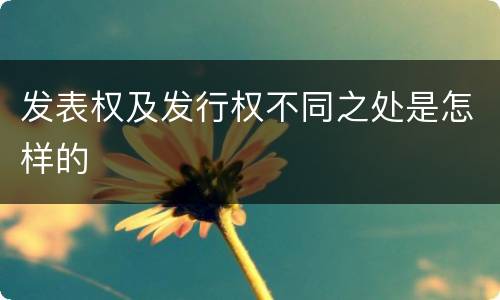 发表权及发行权不同之处是怎样的
