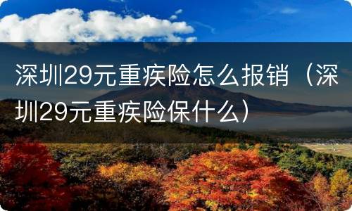 深圳29元重疾险怎么报销（深圳29元重疾险保什么）