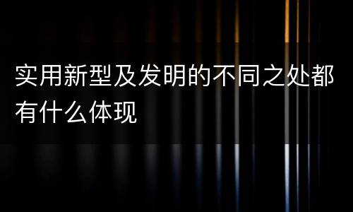 实用新型及发明的不同之处都有什么体现