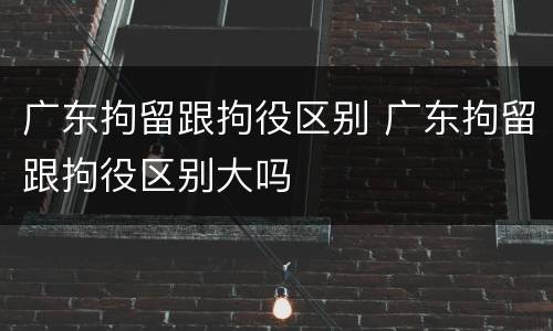 广东拘留跟拘役区别 广东拘留跟拘役区别大吗