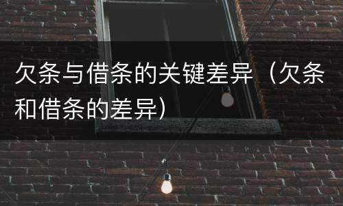 欠条与借条的关键差异（欠条和借条的差异）