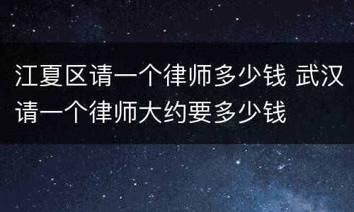 江夏区请一个律师多少钱 武汉请一个律师大约要多少钱