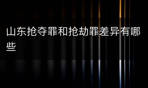 山东抢夺罪和抢劫罪差异有哪些