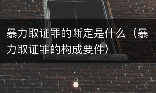 暴力取证罪的断定是什么（暴力取证罪的构成要件）