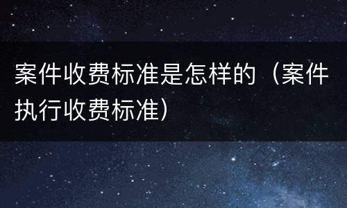 案件收费标准是怎样的（案件执行收费标准）