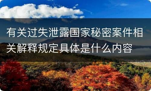 有关过失泄露国家秘密案件相关解释规定具体是什么内容