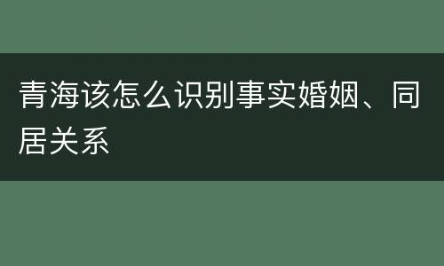 青海该怎么识别事实婚姻、同居关系