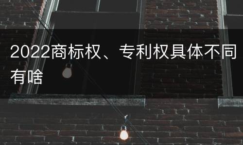 2022商标权、专利权具体不同有啥
