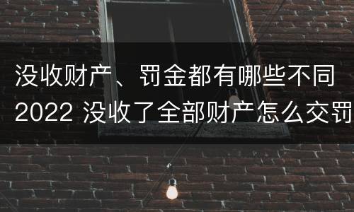 没收财产、罚金都有哪些不同2022 没收了全部财产怎么交罚款