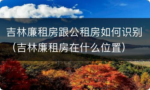 吉林廉租房跟公租房如何识别（吉林廉租房在什么位置）