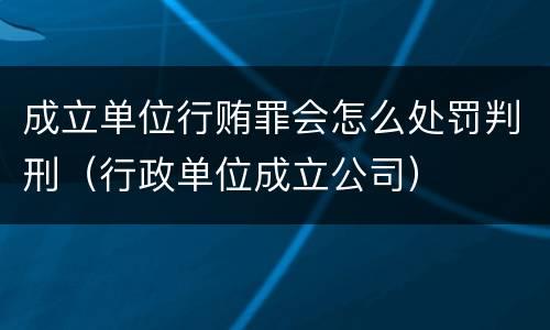 成立单位行贿罪会怎么处罚判刑（行政单位成立公司）