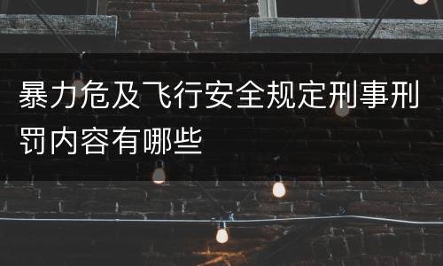 暴力危及飞行安全规定刑事刑罚内容有哪些