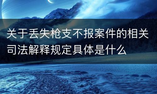 关于丢失枪支不报案件的相关司法解释规定具体是什么