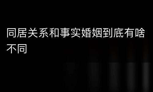同居关系和事实婚姻到底有啥不同