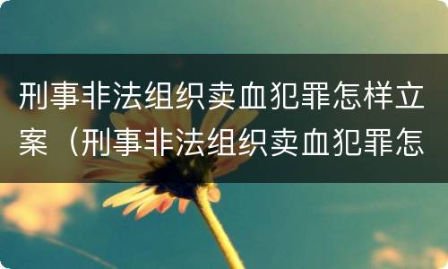 刑事非法组织卖血犯罪怎样立案（刑事非法组织卖血犯罪怎样立案的）