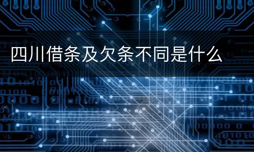 四川借条及欠条不同是什么