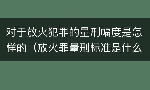 对于放火犯罪的量刑幅度是怎样的（放火罪量刑标准是什么）