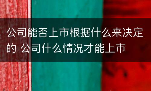 公司能否上市根据什么来决定的 公司什么情况才能上市