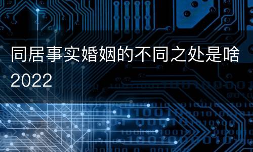 同居事实婚姻的不同之处是啥2022