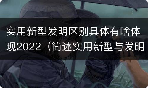 实用新型发明区别具体有啥体现2022（简述实用新型与发明的关系?）