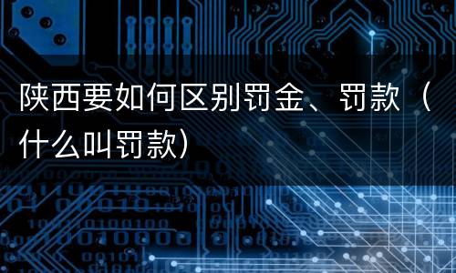 陕西要如何区别罚金、罚款（什么叫罚款）