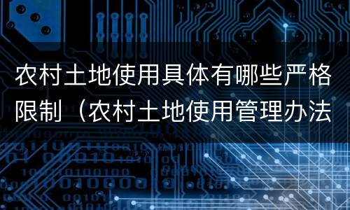 农村土地使用具体有哪些严格限制（农村土地使用管理办法）