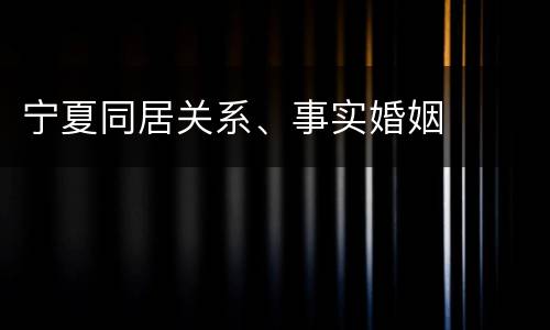 宁夏同居关系、事实婚姻