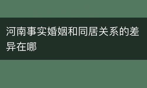 河南事实婚姻和同居关系的差异在哪