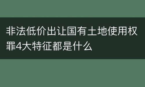 非法低价出让国有土地使用权罪4大特征都是什么