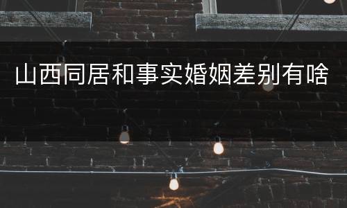 山西同居和事实婚姻差别有啥
