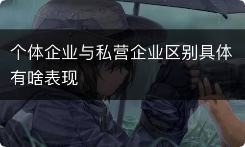 个体企业与私营企业区别具体有啥表现