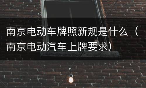 南京电动车牌照新规是什么（南京电动汽车上牌要求）