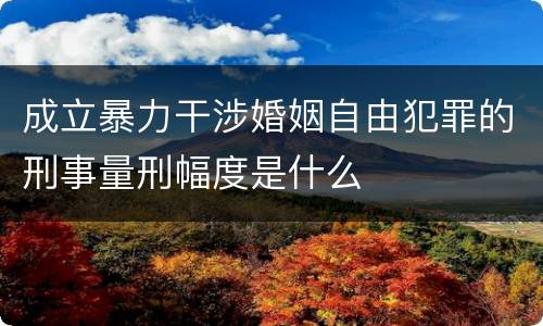 成立暴力干涉婚姻自由犯罪的刑事量刑幅度是什么
