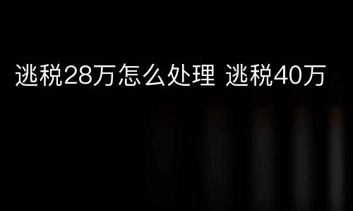 逃税28万怎么处理 逃税40万