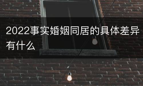 2022事实婚姻同居的具体差异有什么