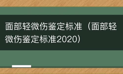 面部轻微伤鉴定标准（面部轻微伤鉴定标准2020）