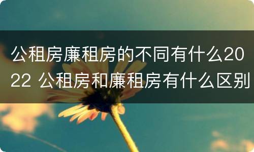 公租房廉租房的不同有什么2022 公租房和廉租房有什么区别?2019年的