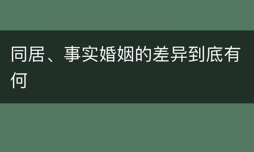 同居、事实婚姻的差异到底有何