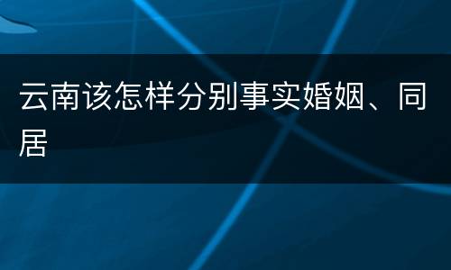 云南该怎样分别事实婚姻、同居