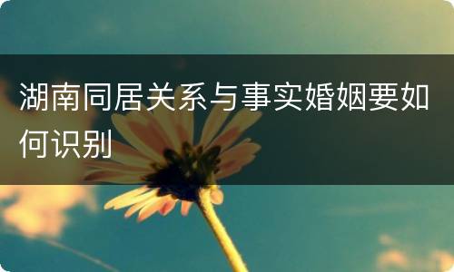 湖南同居关系与事实婚姻要如何识别