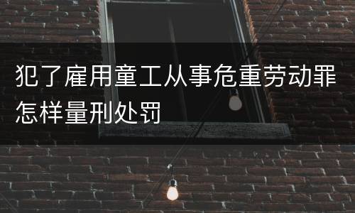 犯了雇用童工从事危重劳动罪怎样量刑处罚