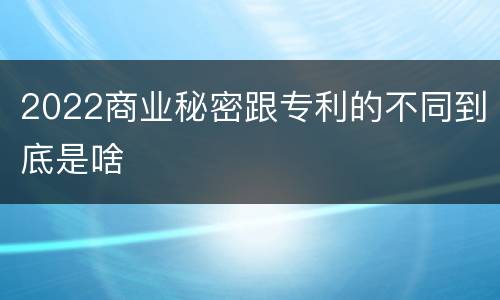 2022商业秘密跟专利的不同到底是啥
