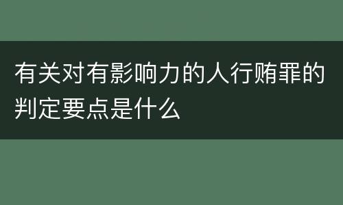有关对有影响力的人行贿罪的判定要点是什么